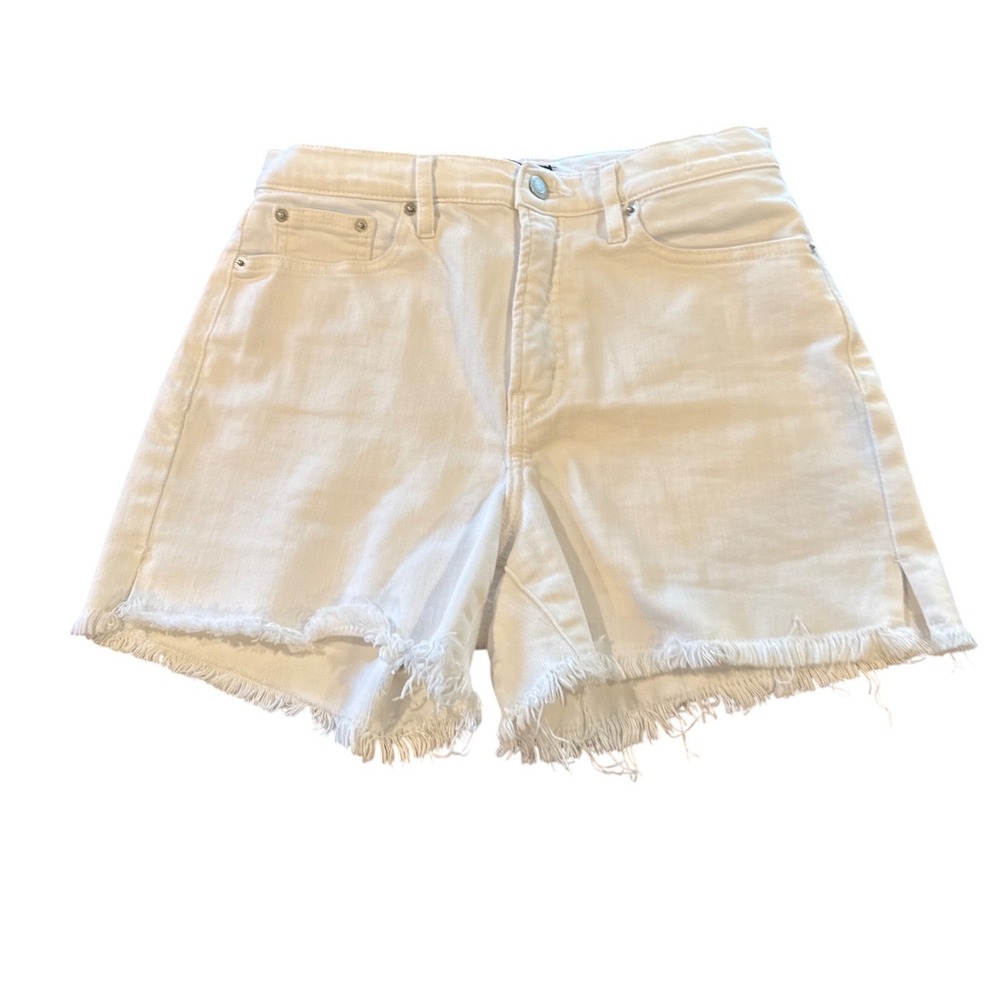 Calvin Klein Jeans Women's 27 White High Rise Frayed Hem Boho Beach Denim Shorts